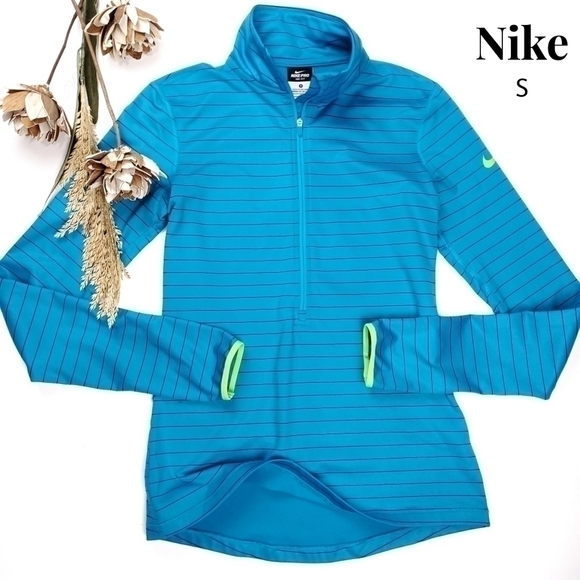Nike Women's Dri- Fit Turquoise Stripe Running Jacket Sz S - Picture 1 of 10